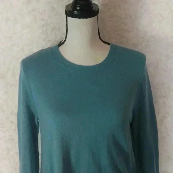 J. JILL Aqua Cotton Blend Stretch Knit Tunic Pullover Sweater Size S - Picture 2 of 8